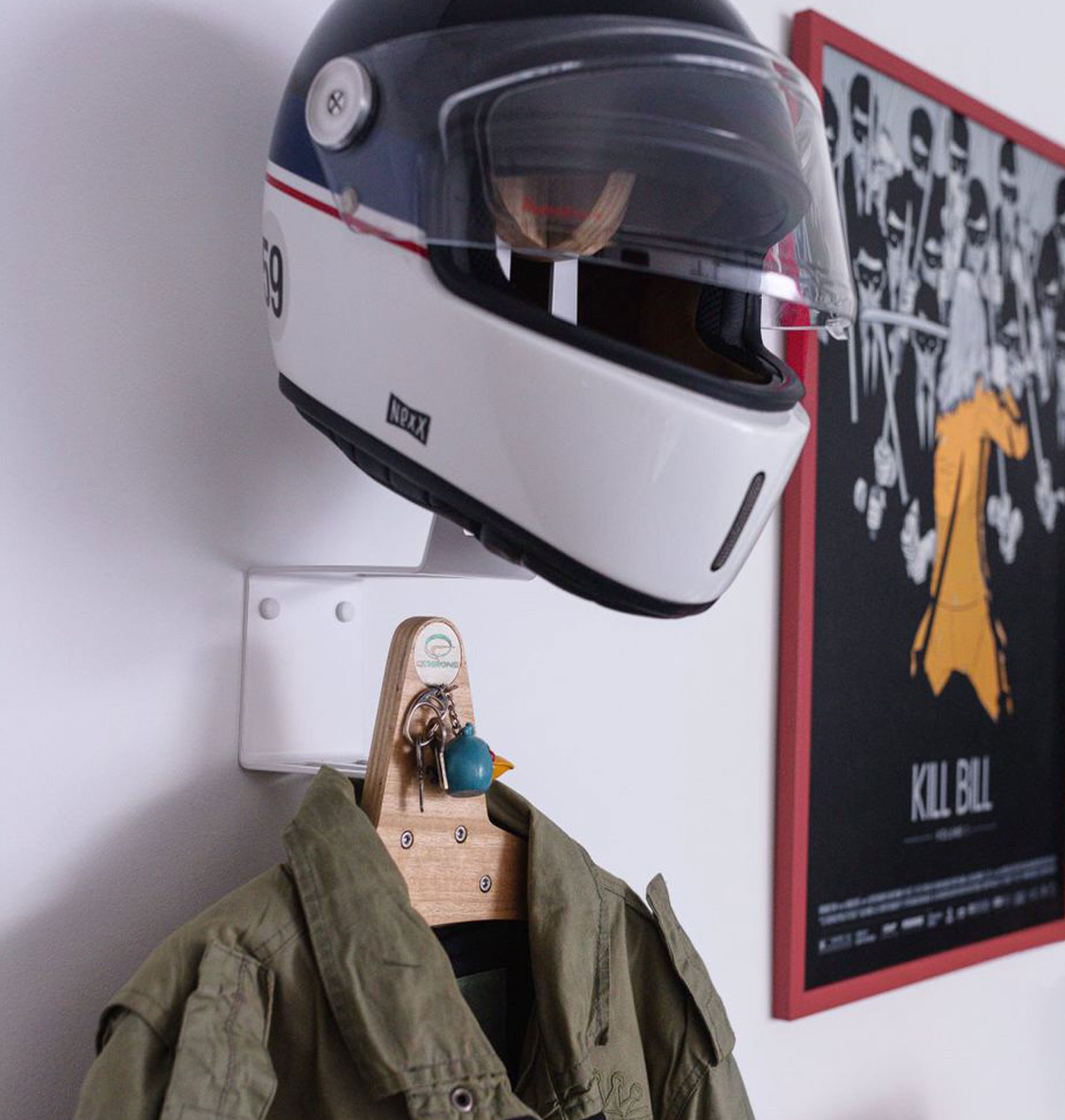 Helmet Holder - Finally the solution for motorcyclists: keep your gear safe, and turn it to a work of art in your wall!